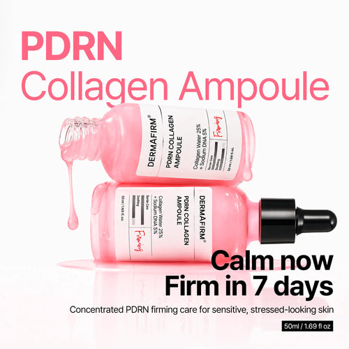 DERMAFIRM PDRN Collagen Ampoule with Salmon DNA, 7 Days Pink Peptide Serum for Firmer-Looking Skin, Calm & Glow Barrier Care, Korean Skin Care, 50Ml / 1.69 Fl. Oz.