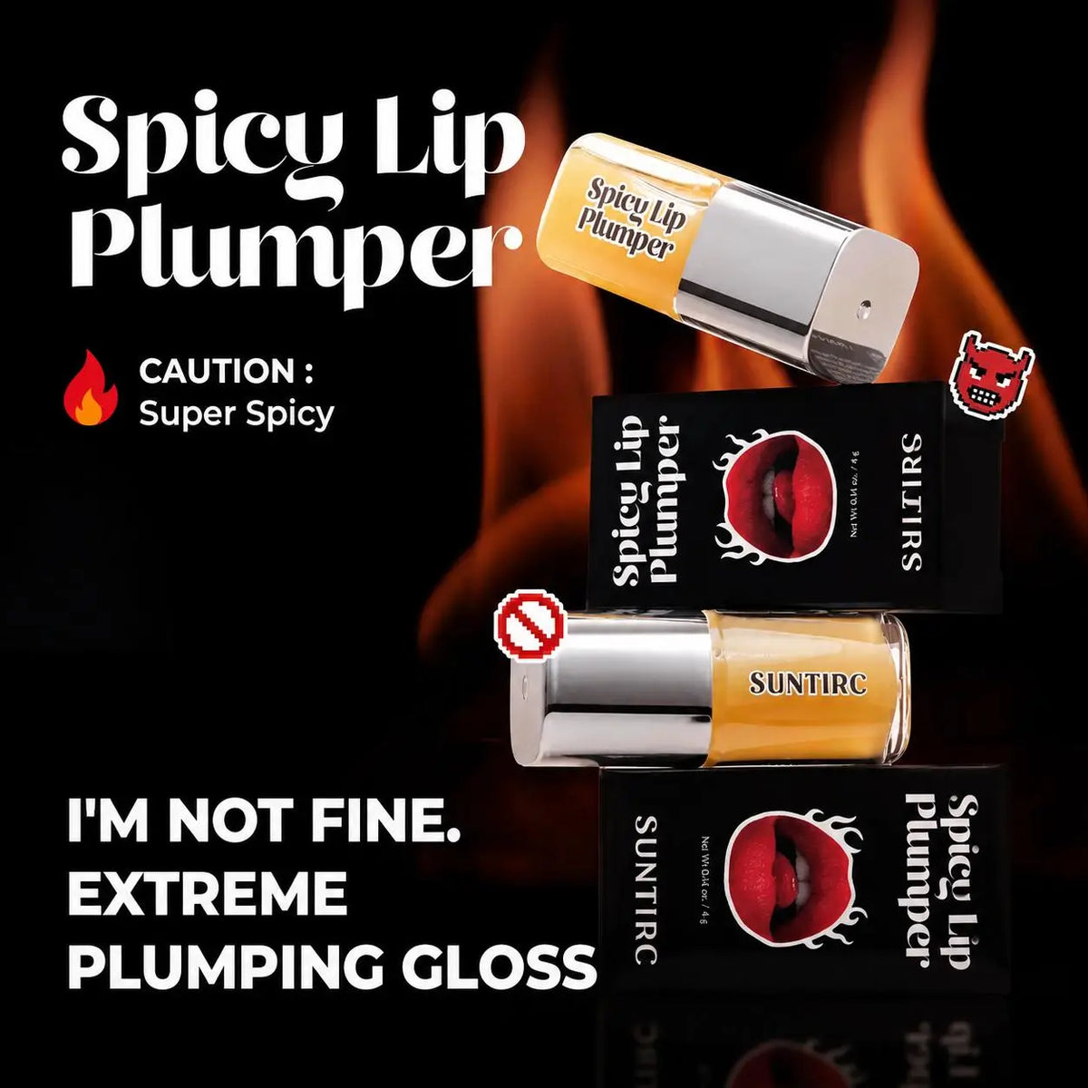 Spicy Lipgloss Plumper - High-Shine Makeup Enhancer for Fuller-Looking Lips, Smooth Non-Sticky Glossy Finish
